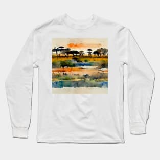 Africa watercolor Long Sleeve T-Shirt